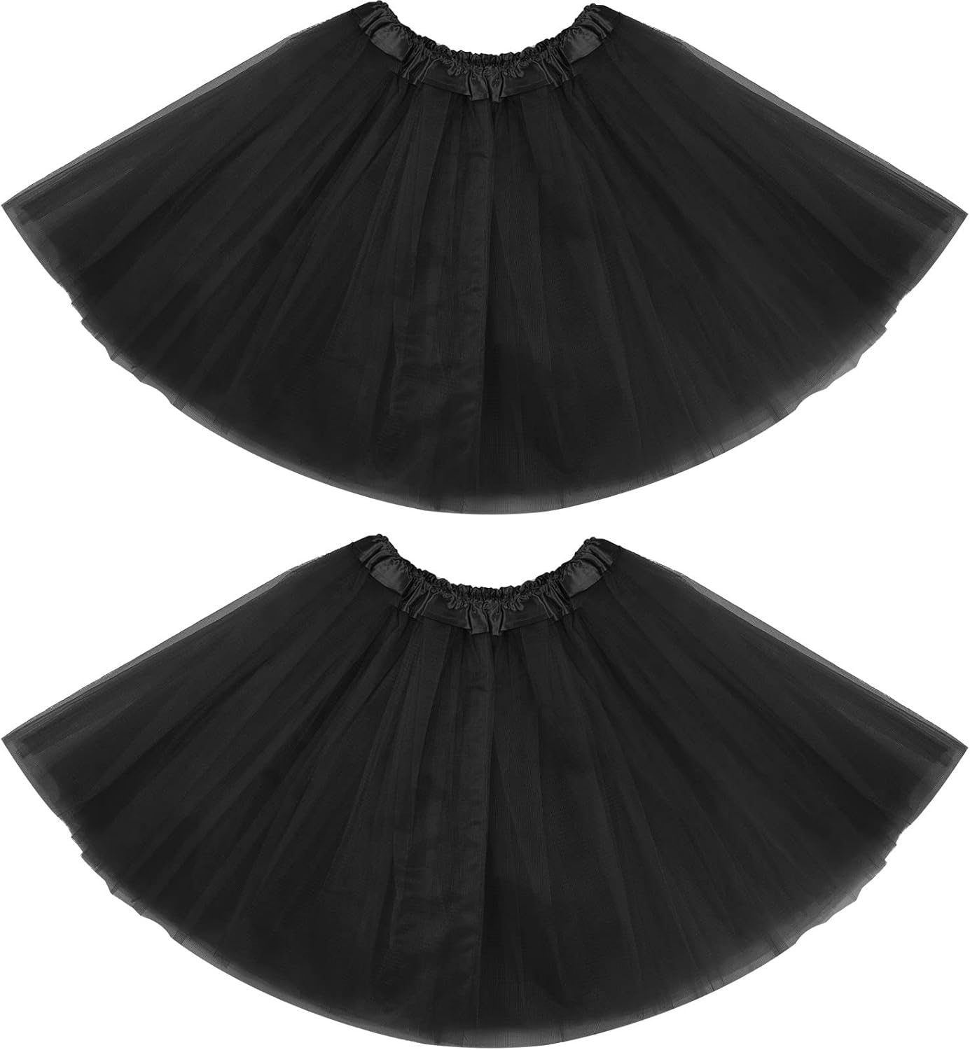 2 Packs Tutu Skirt Elastic Lady Teen Adult Tutu Skirt Short Ladies 80's Halloween Costume 3 Layered Tulle