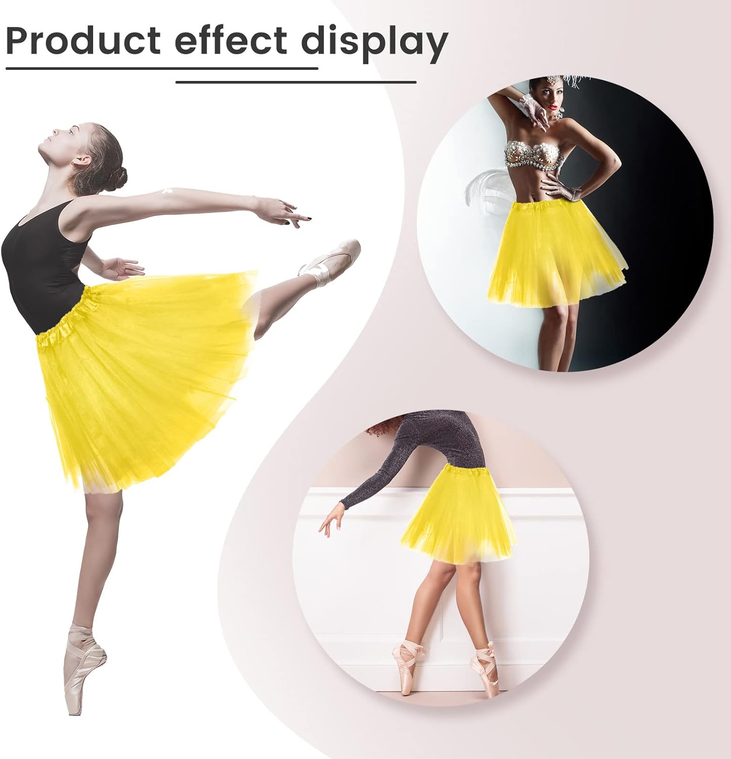 2 Packs Tutu Skirt Elastic Lady Teen Adult Tutu Skirt Short Ladies 80's Halloween Costume 3 Layered Tulle