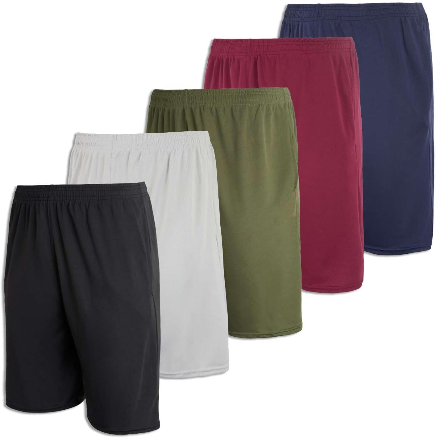 Real Essentials 5 Pack: Men's Mesh Athletic Basketball Shorts Quick Dry Activewear with Pockets