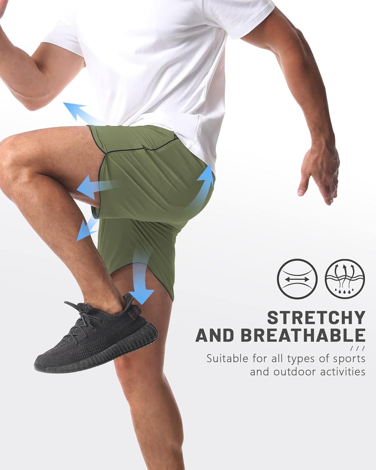 2 Pack 5" Workout Athletic Shorts Men Quick Dry Gym Shorts with Pockets, Exercise Sports Running Shorts for Men