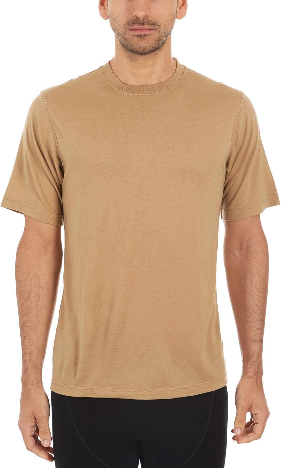 100% Merino Wool Men's Lightweight T-Shirt - Crew Neck Short Sleeve Shirt