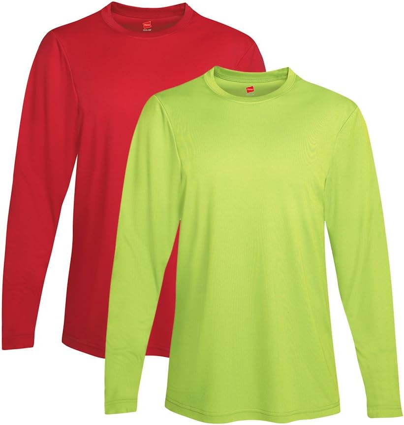 Hanes Sport Performance Long Sleeve T-Shirt, Performance Athletic Shirt, 2-Pack, 40+ UPF Protection