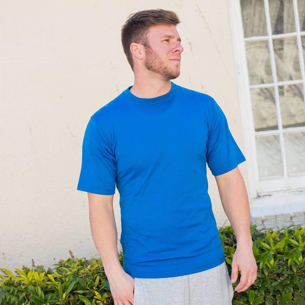 100% Merino Wool Men's Lightweight T-Shirt - Crew Neck Short Sleeve Shirt