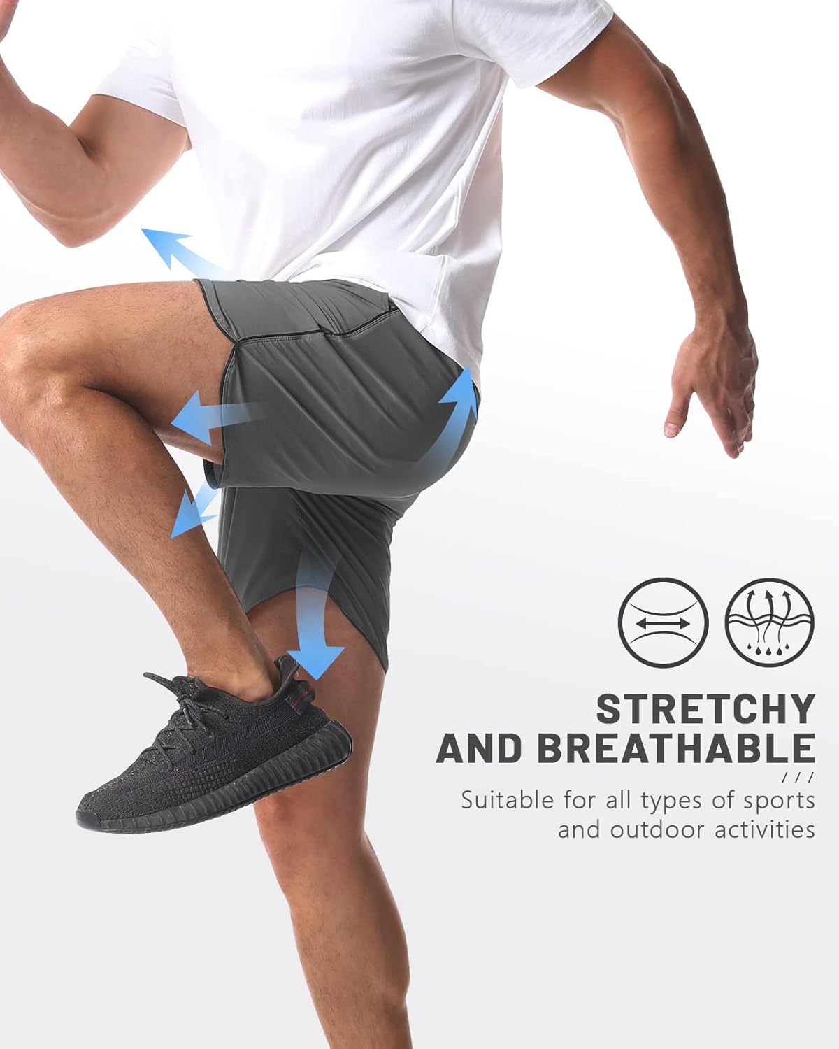 2 Pack 5" Workout Athletic Shorts Men Quick Dry Gym Shorts with Pockets, Exercise Sports Running Shorts for Men