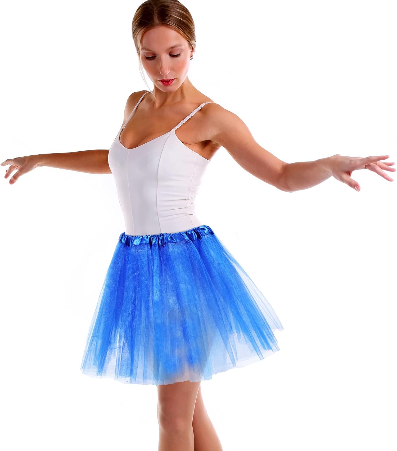 2 Packs Tutu Skirt Elastic Lady Teen Adult Tutu Skirt Short Ladies 80's Halloween Costume 3 Layered Tulle