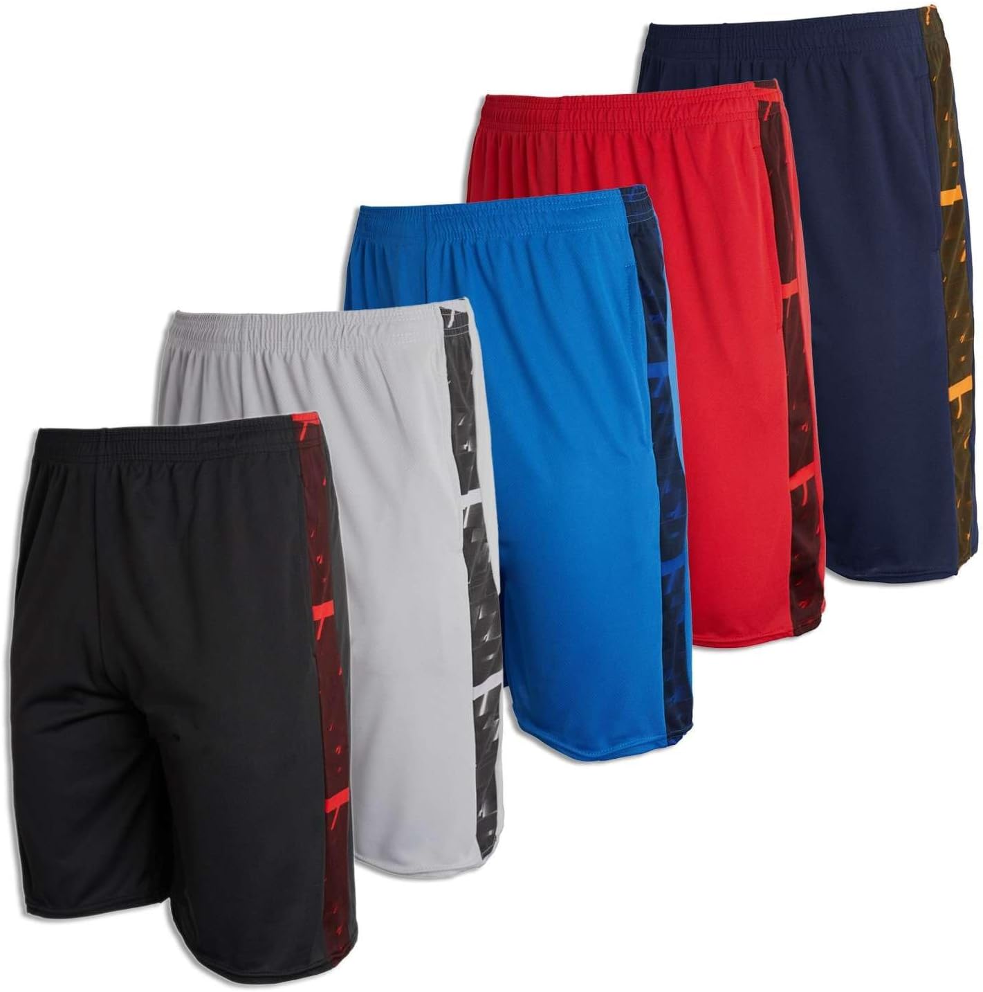 Real Essentials 5 Pack: Men's Mesh Athletic Basketball Shorts Quick Dry Activewear with Pockets