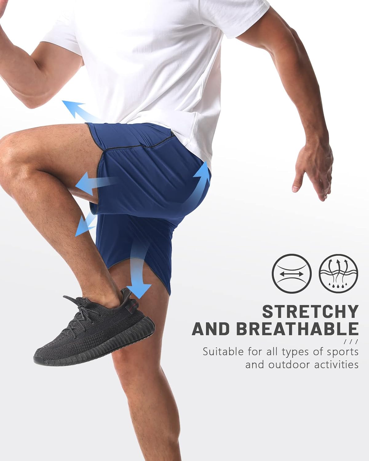 2 Pack 5" Workout Athletic Shorts Men Quick Dry Gym Shorts with Pockets, Exercise Sports Running Shorts for Men