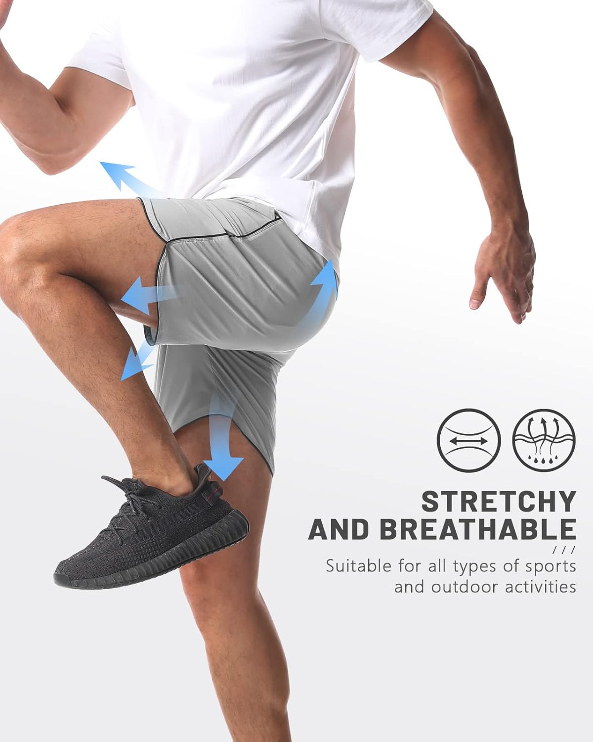 2 Pack 5" Workout Athletic Shorts Men Quick Dry Gym Shorts with Pockets, Exercise Sports Running Shorts for Men