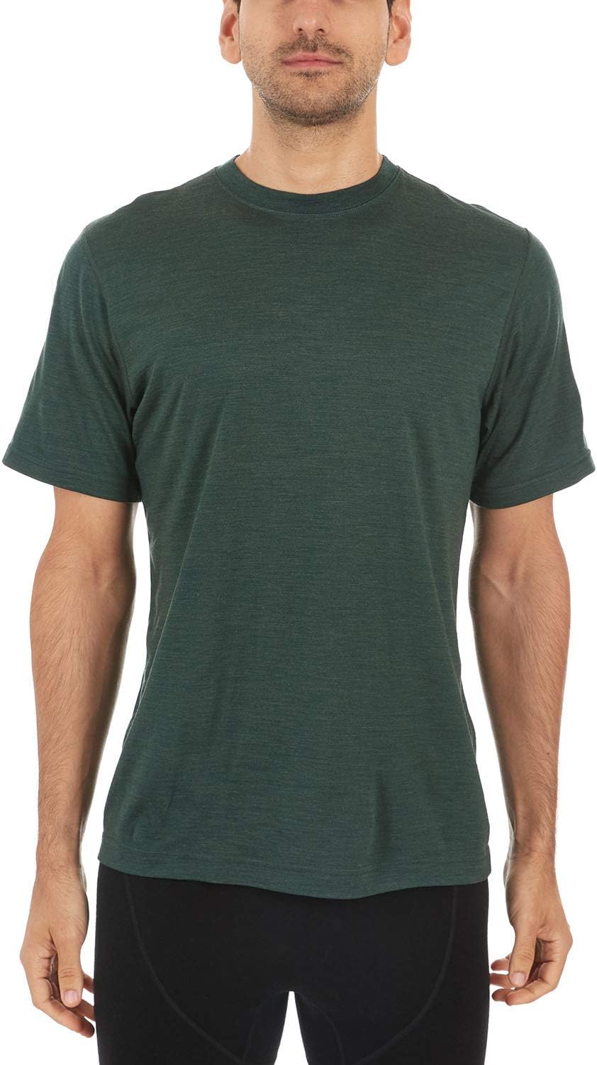 100% Merino Wool Men's Lightweight T-Shirt - Crew Neck Short Sleeve Shirt