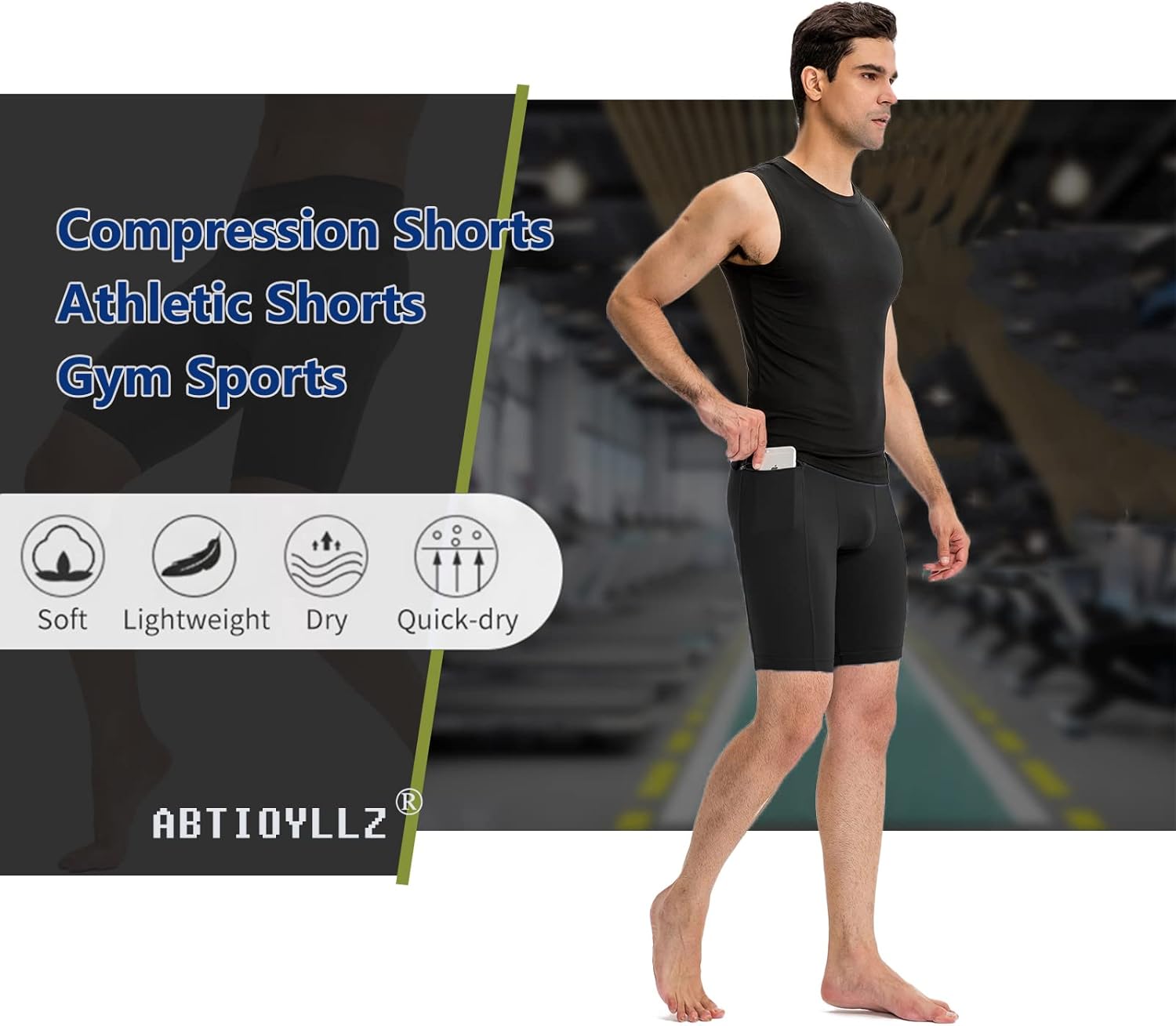 1/3 Pack Men's Compression Shorts Zip Pockets Performance Athletic Shorts Gym Shorts with Pockets 8" 9" Inseam