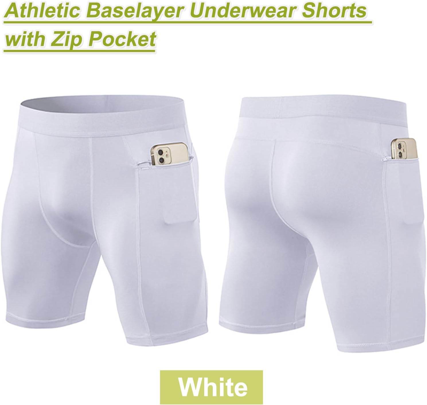 1/3 Pack Men's Compression Shorts Zip Pockets Performance Athletic Shorts Gym Shorts with Pockets 8" 9" Inseam