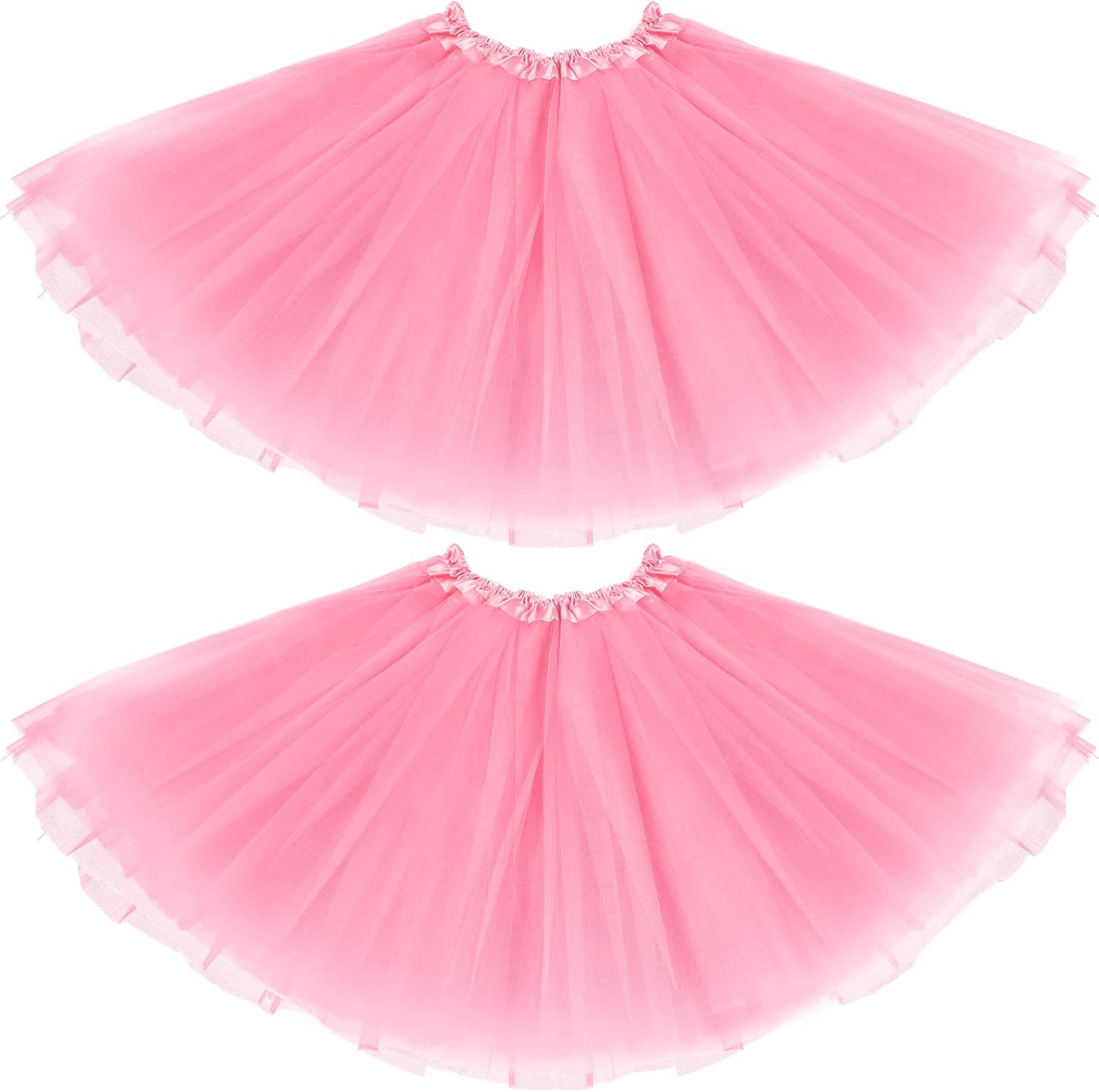 2 Packs Tutu Skirt Elastic Lady Teen Adult Tutu Skirt Short Ladies 80's Halloween Costume 3 Layered Tulle