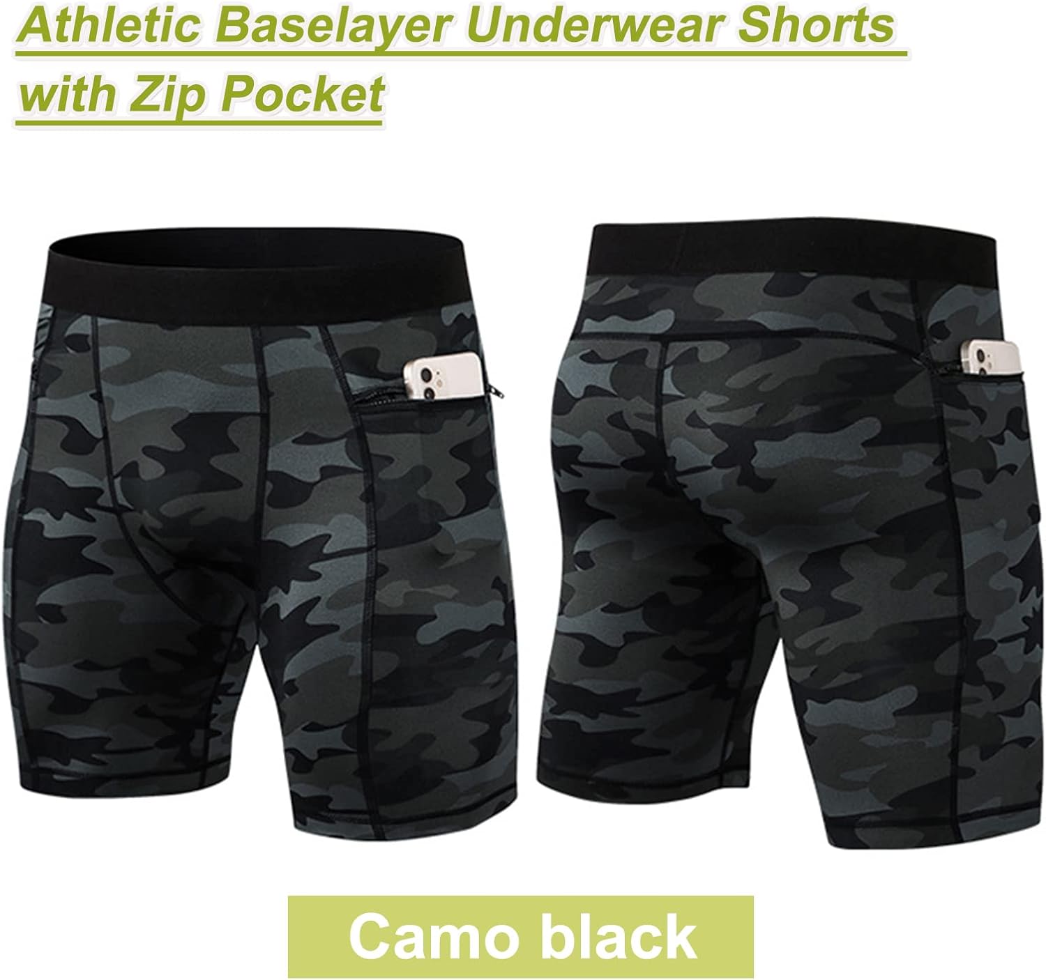1/3 Pack Men's Compression Shorts Zip Pockets Performance Athletic Shorts Gym Shorts with Pockets 8" 9" Inseam