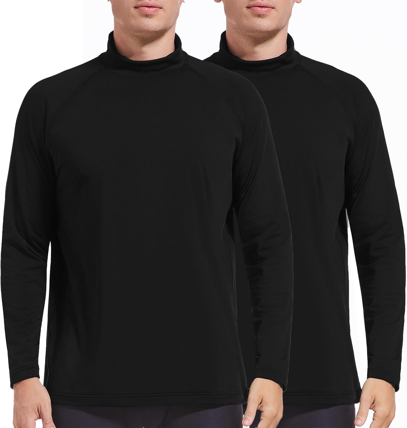 +MD Mock Turtleneck Long Sleeve Shirts for Men, Thermal Tops, High Neck Fleece Basic Baselayer, Fit Undershirt