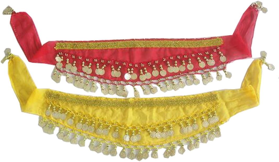 ® 2Pieces Kid Sequins Belly Dance Hip Scarf Wrap Belt