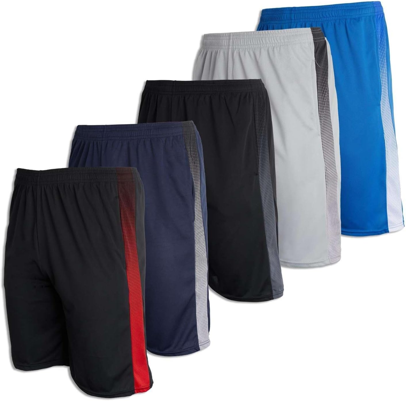 Real Essentials 5 Pack: Men's Mesh Athletic Basketball Shorts Quick Dry Activewear with Pockets