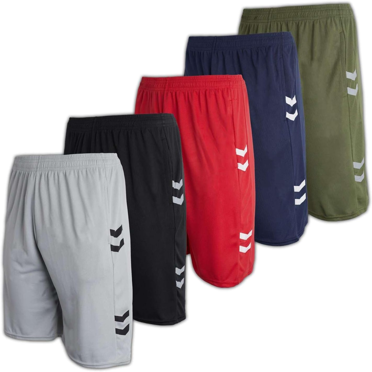 Real Essentials 5 Pack: Men's Mesh Athletic Basketball Shorts Quick Dry Activewear with Pockets