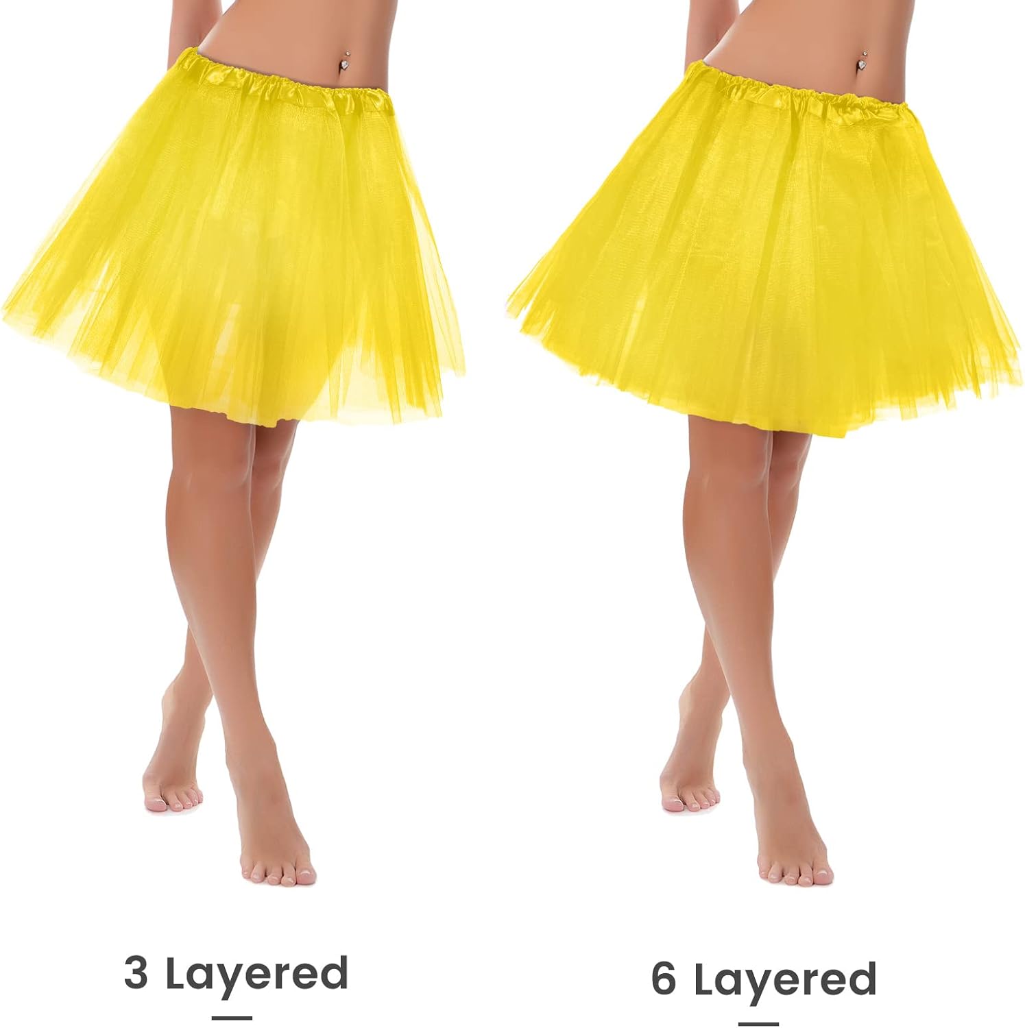 2 Packs Tutu Skirt Elastic Lady Teen Adult Tutu Skirt Short Ladies 80's Halloween Costume 3 Layered Tulle