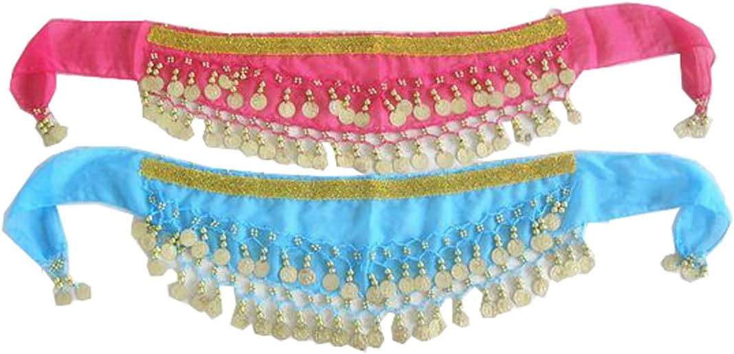 ® 2Pieces Kid Sequins Belly Dance Hip Scarf Wrap Belt