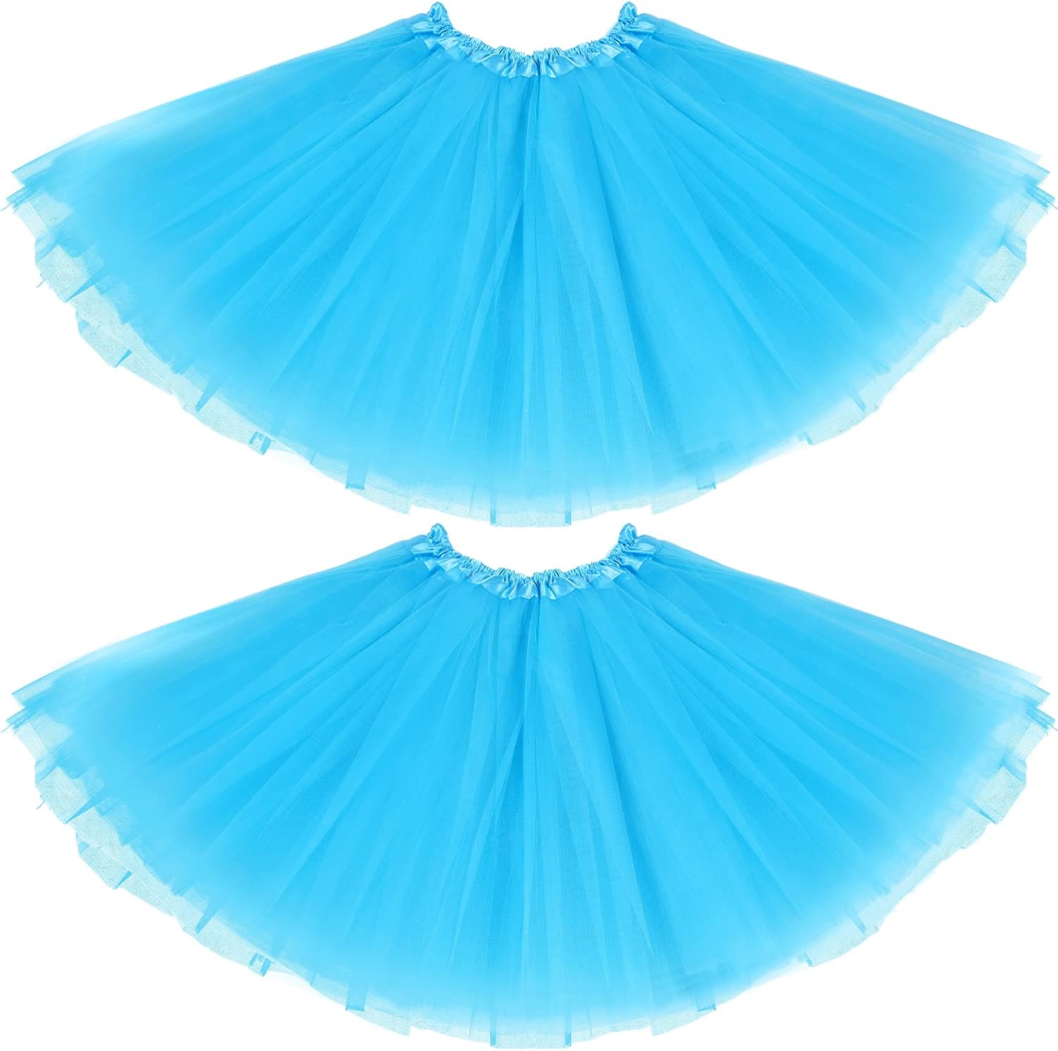 2 Packs Tutu Skirt Elastic Lady Teen Adult Tutu Skirt Short Ladies 80's Halloween Costume 3 Layered Tulle