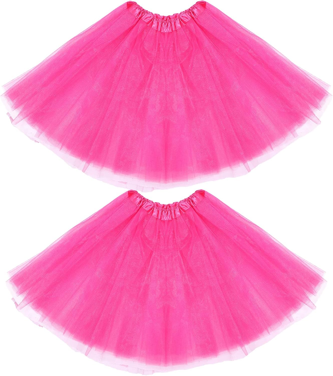 2 Packs Tutu Skirt Elastic Lady Teen Adult Tutu Skirt Short Ladies 80's Halloween Costume 3 Layered Tulle