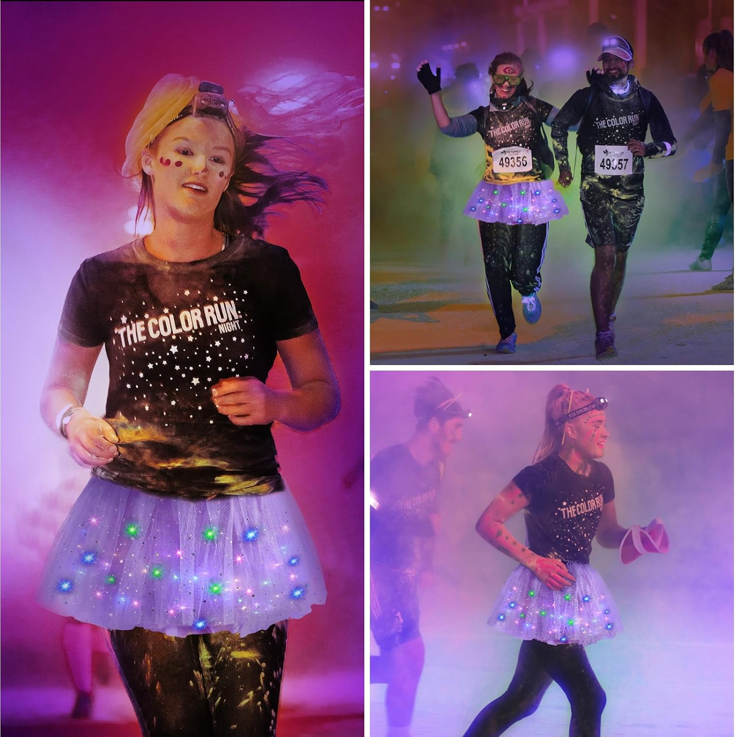 2 Pack LED Tutu Skirt Layered Tutus for Women Light up 80's Tulle Tutu Skirt Party Carnival Costume