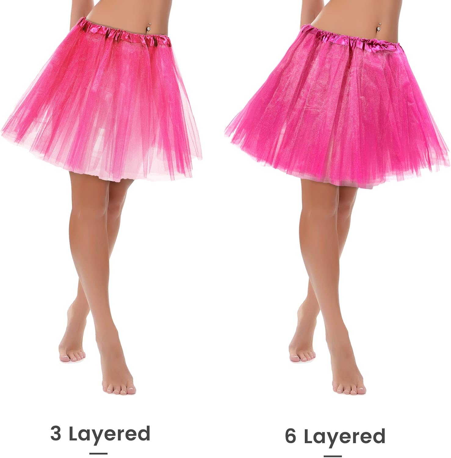 2 Packs Tutu Skirt Elastic Lady Teen Adult Tutu Skirt Short Ladies 80's Halloween Costume 3 Layered Tulle