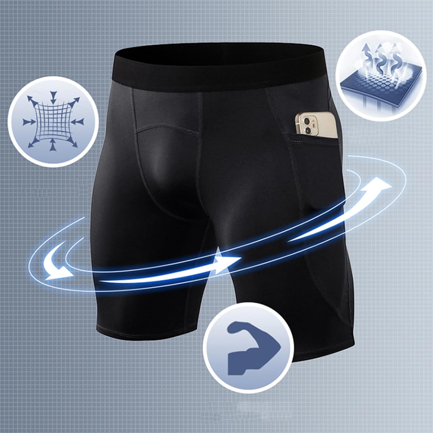 1/3 Pack Men's Compression Shorts Zip Pockets Performance Athletic Shorts Gym Shorts with Pockets 8" 9" Inseam