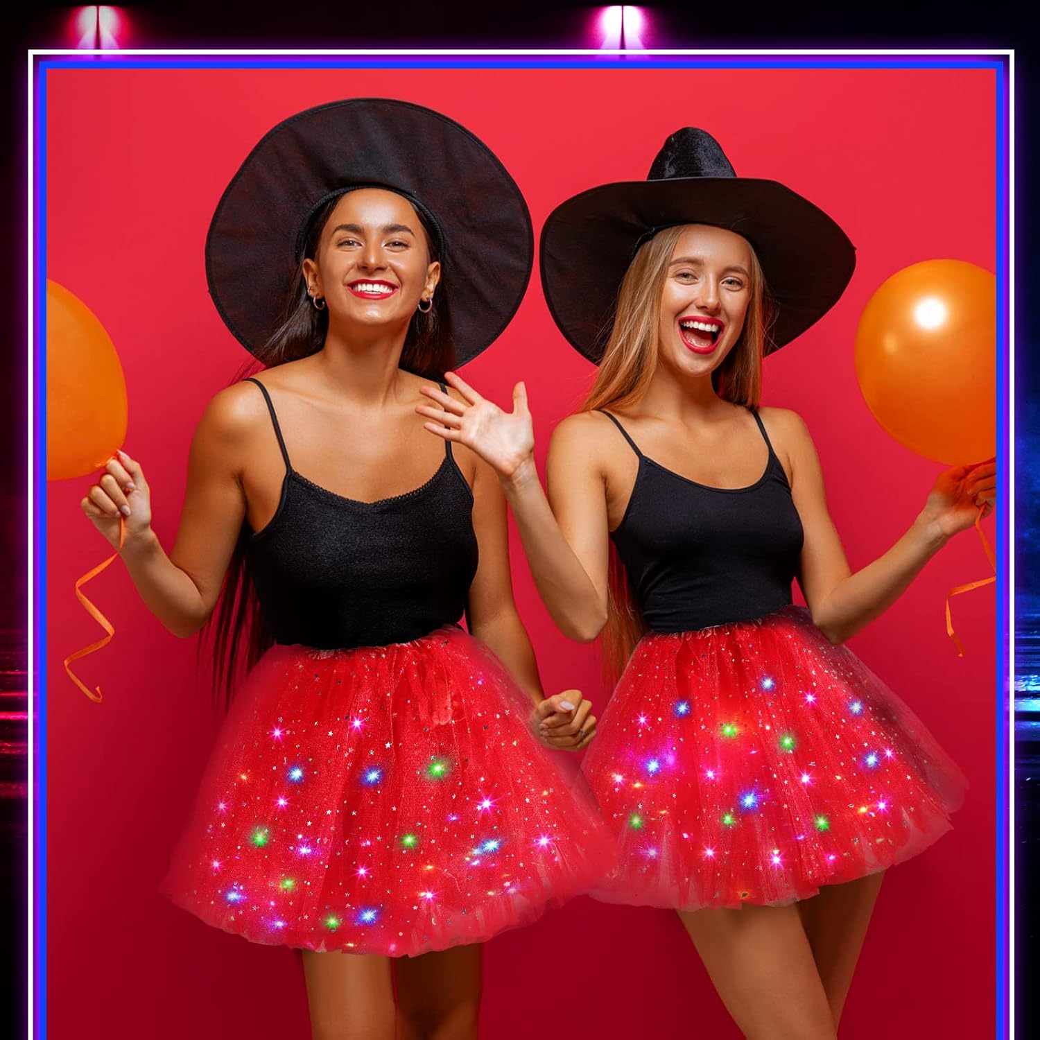 2 Pack LED Tutu Skirt Layered Tutus for Women Light up 80's Tulle Tutu Skirt Party Carnival Costume