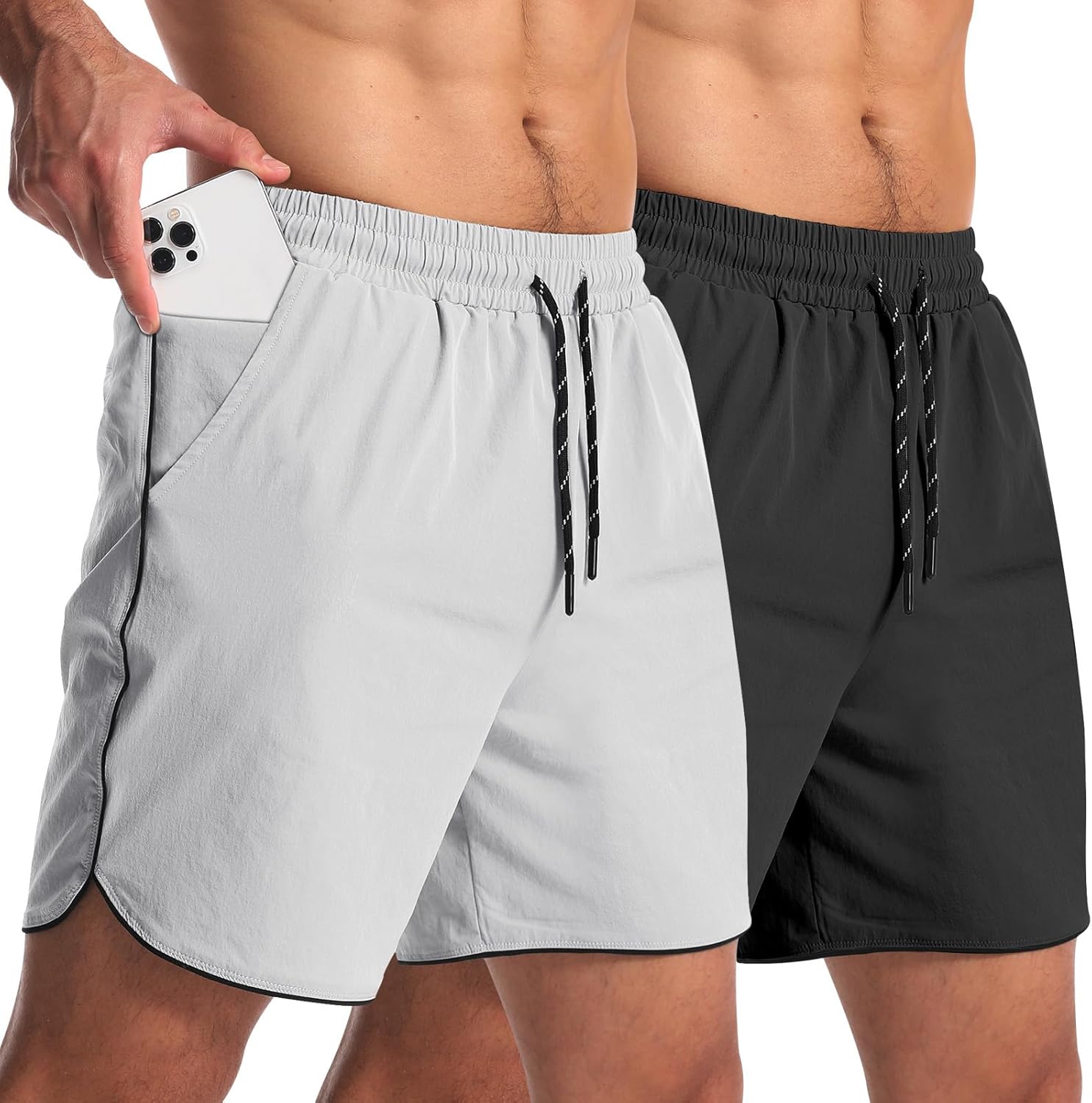 2 Pack 5" Workout Athletic Shorts Men Quick Dry Gym Shorts with Pockets, Exercise Sports Running Shorts for Men