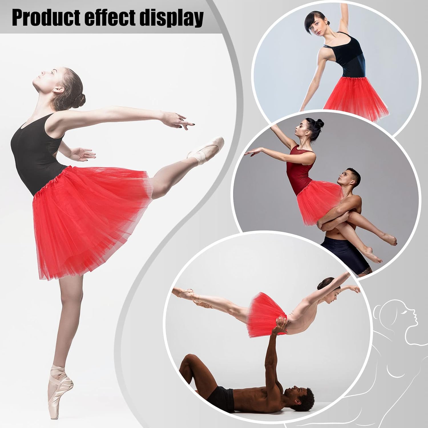 2 Packs Tutu Skirt Elastic Lady Teen Adult Tutu Skirt Short Ladies 80's Halloween Costume 3 Layered Tulle