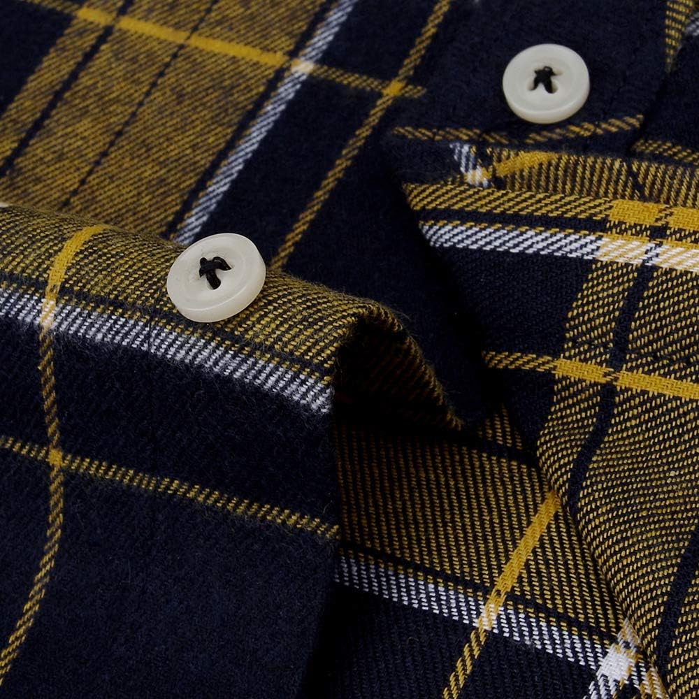 Alimens & Gentle Men's Button Down Regular Fit Long Sleeve Plaid Flannel Casual Shirts