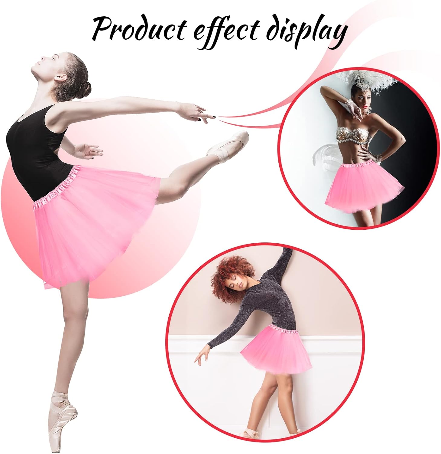 2 Packs Tutu Skirt Elastic Lady Teen Adult Tutu Skirt Short Ladies 80's Halloween Costume 3 Layered Tulle