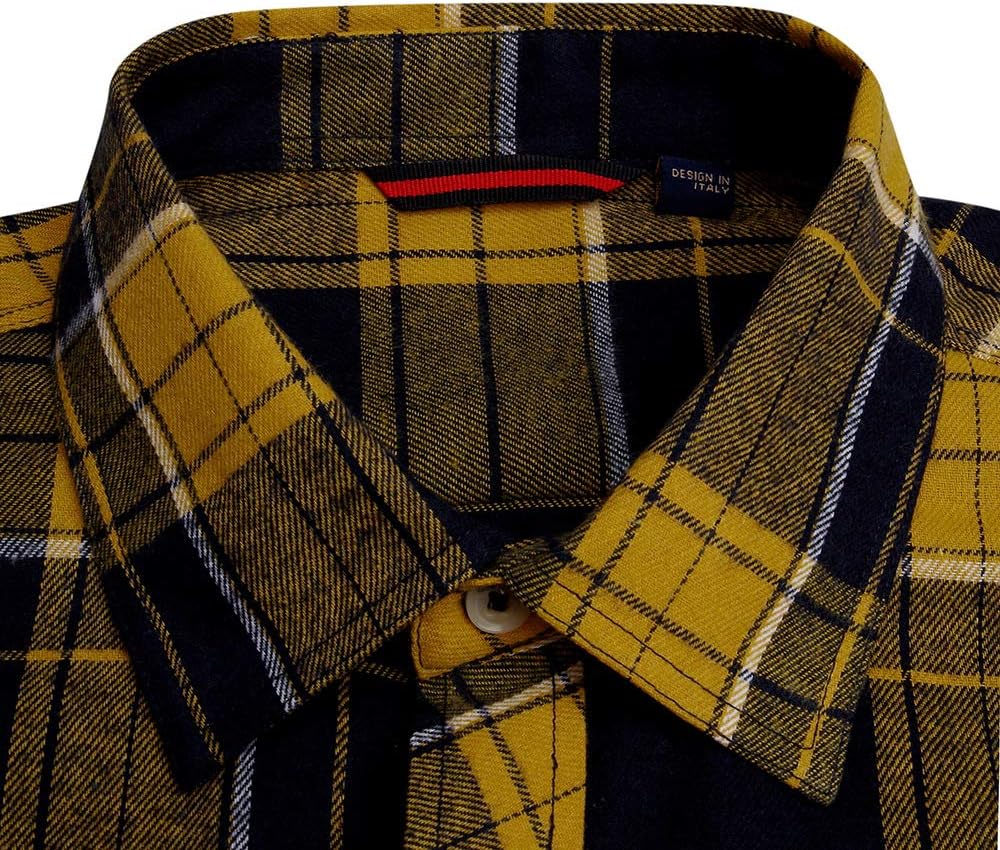 Alimens & Gentle Men's Button Down Regular Fit Long Sleeve Plaid Flannel Casual Shirts