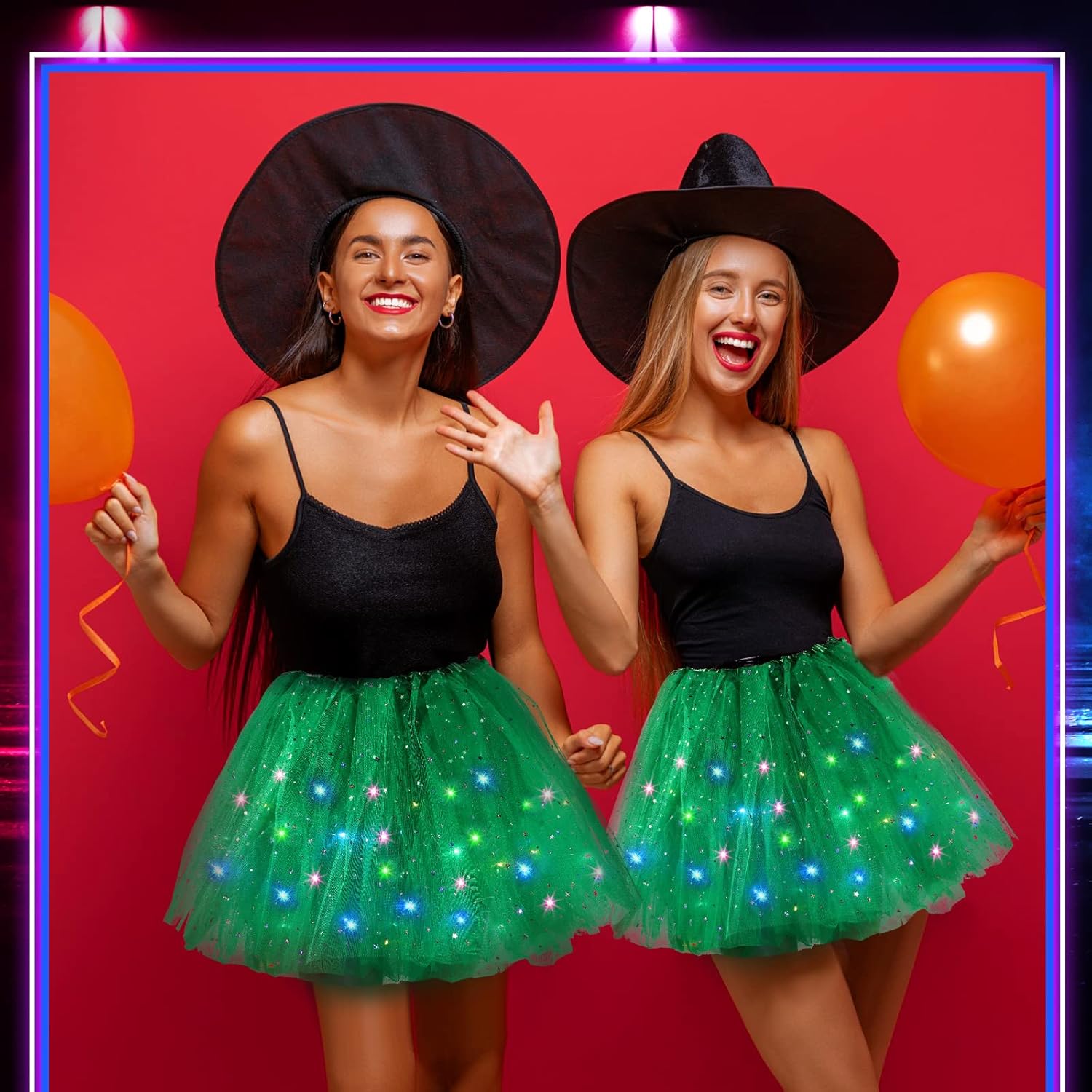 2 Pack LED Tutu Skirt Layered Tutus for Women Light up 80's Tulle Tutu Skirt Party Carnival Costume