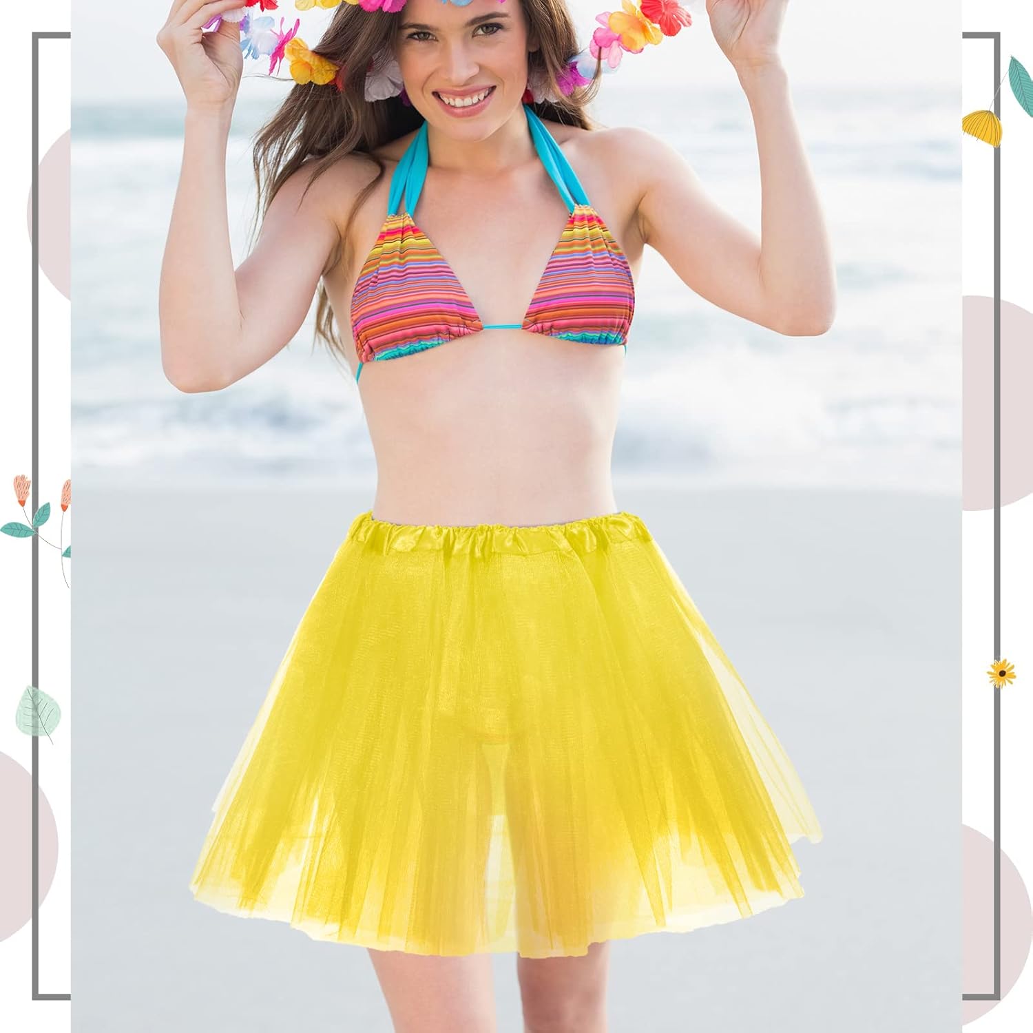 2 Packs Tutu Skirt Elastic Lady Teen Adult Tutu Skirt Short Ladies 80's Halloween Costume 3 Layered Tulle