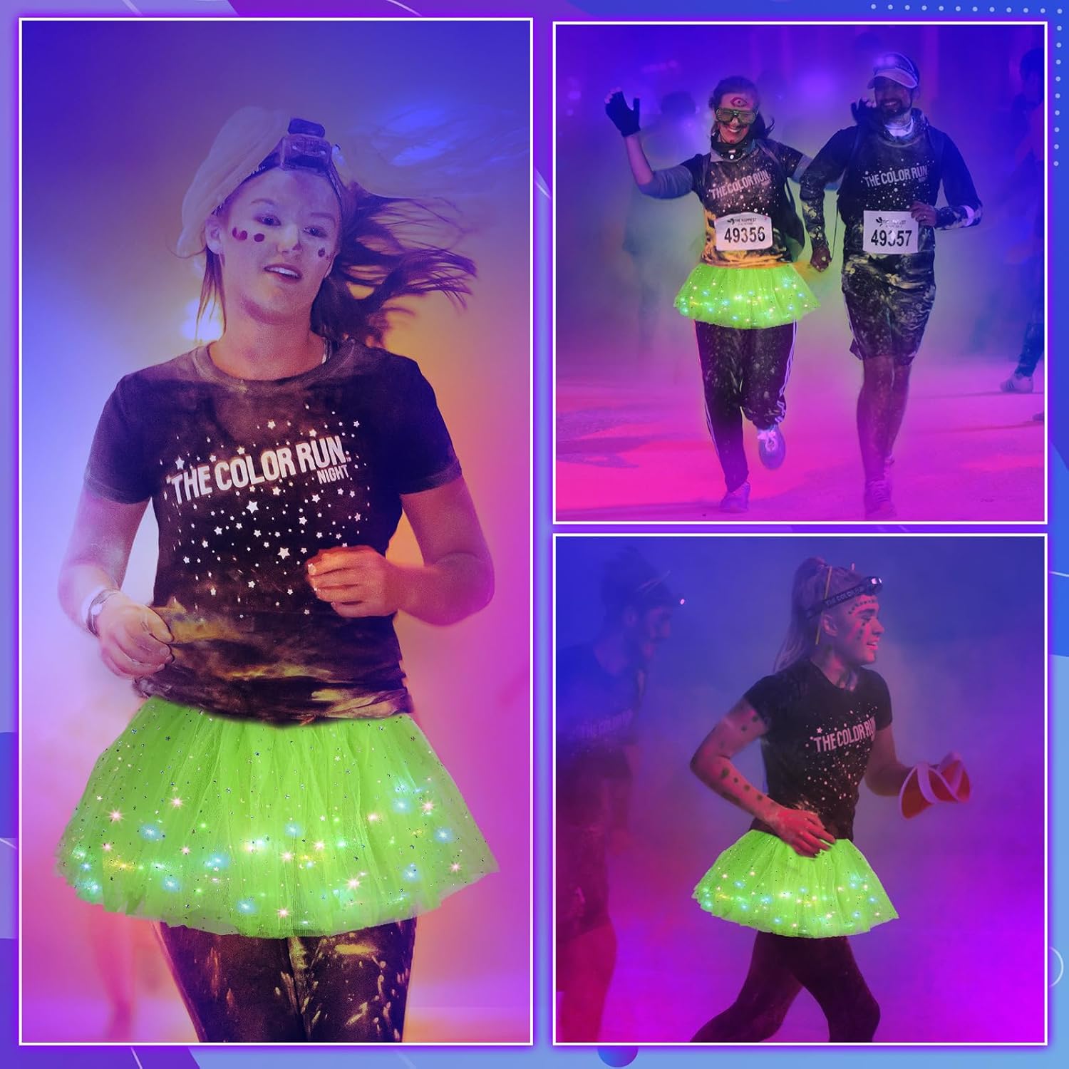 2 Pack LED Tutu Skirt Layered Tutus for Women Light up 80's Tulle Tutu Skirt Party Carnival Costume