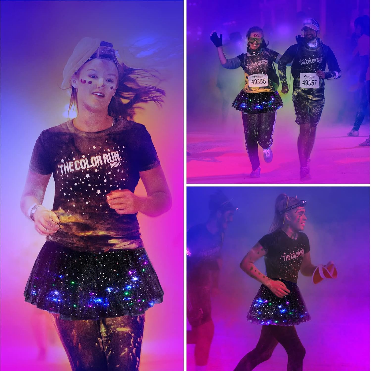 2 Pack LED Tutu Skirt Layered Tutus for Women Light up 80's Tulle Tutu Skirt Party Carnival Costume