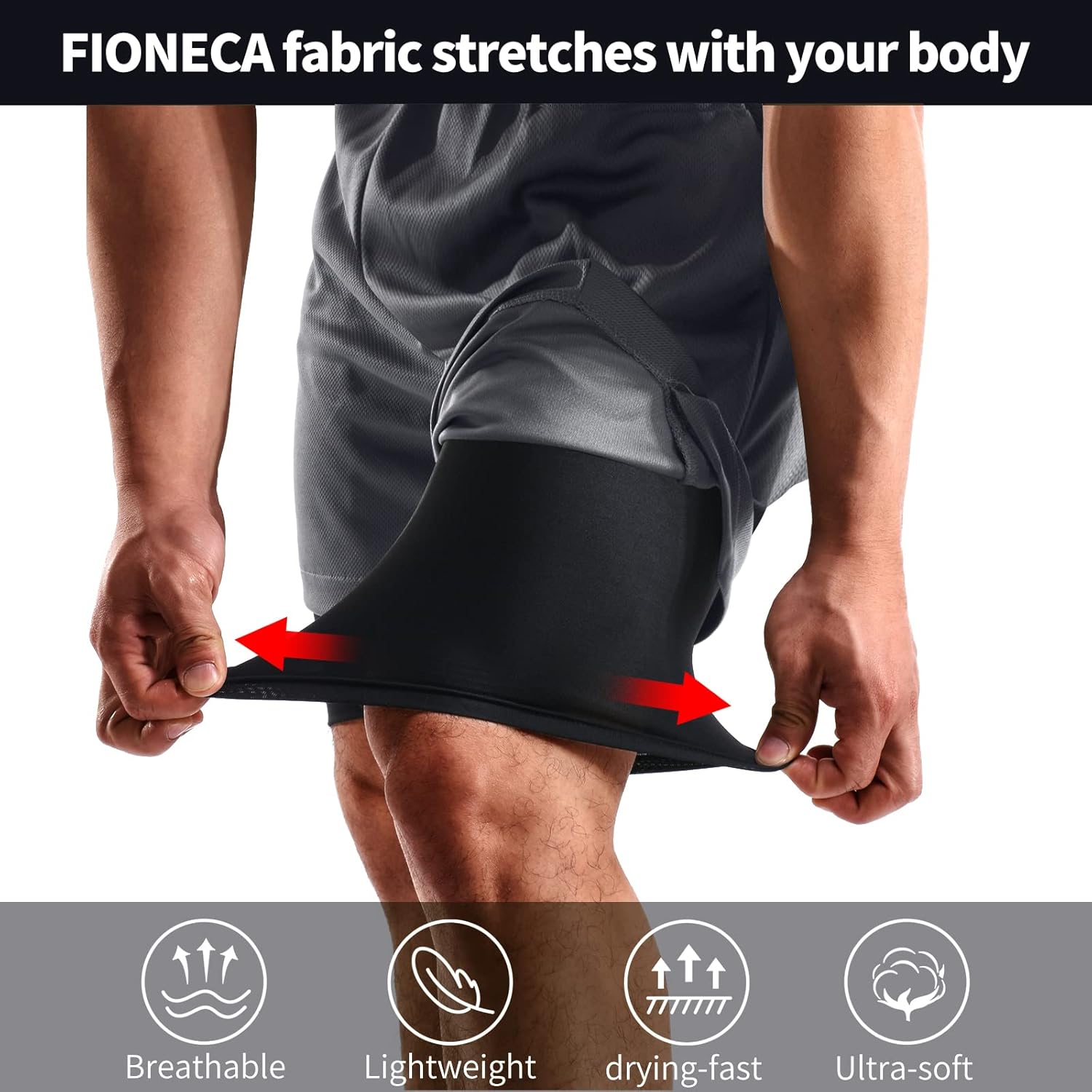 2 in 1 Mens Shorts Casual 2 Pack, Running Gym Shorts for Men 7 Inch, Workout Shorts Men with Pockets &Towel Loop