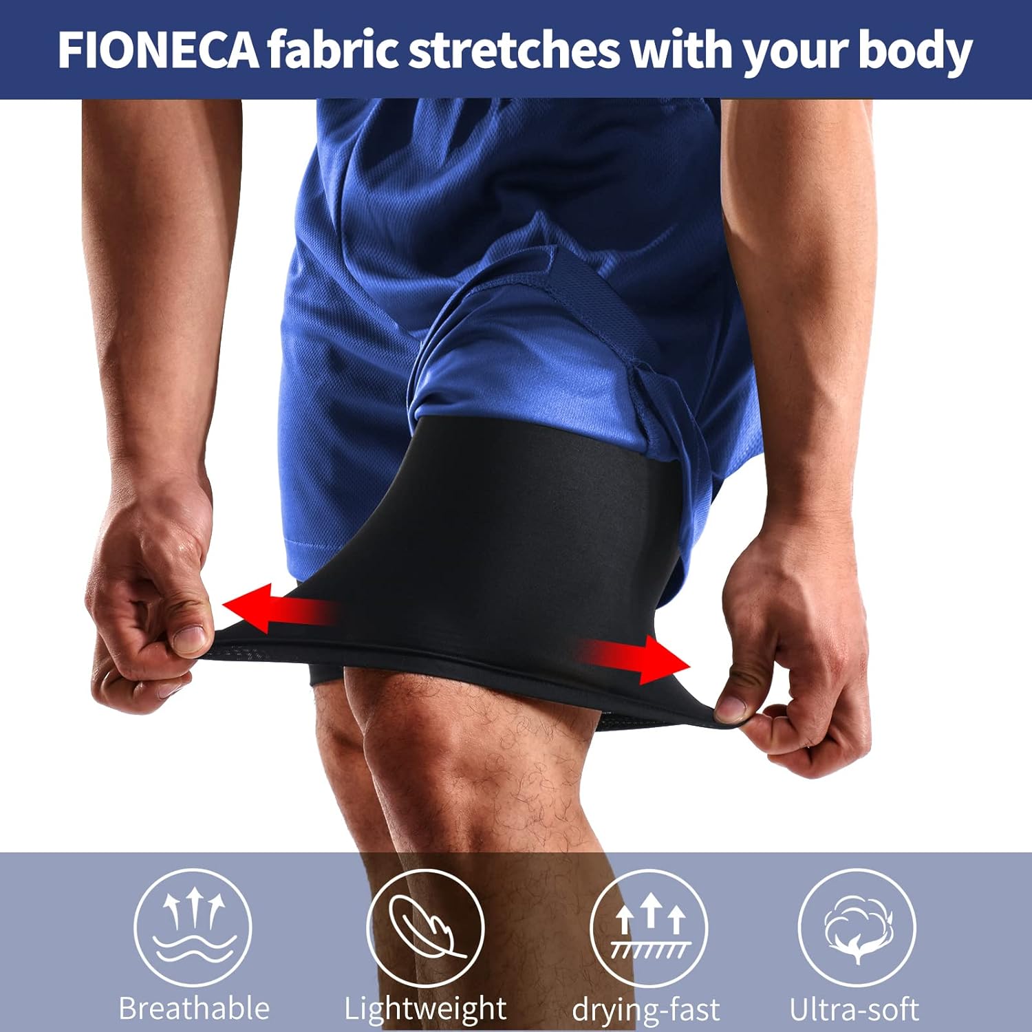 2 in 1 Mens Shorts Casual 2 Pack, Running Gym Shorts for Men 7 Inch, Workout Shorts Men with Pockets &Towel Loop