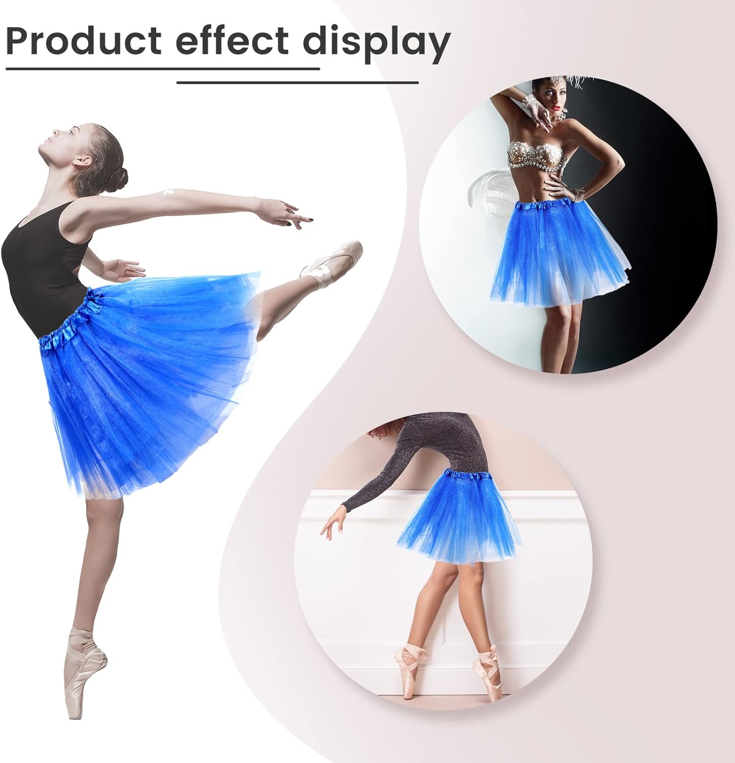 2 Packs Tutu Skirt Elastic Lady Teen Adult Tutu Skirt Short Ladies 80's Halloween Costume 3 Layered Tulle