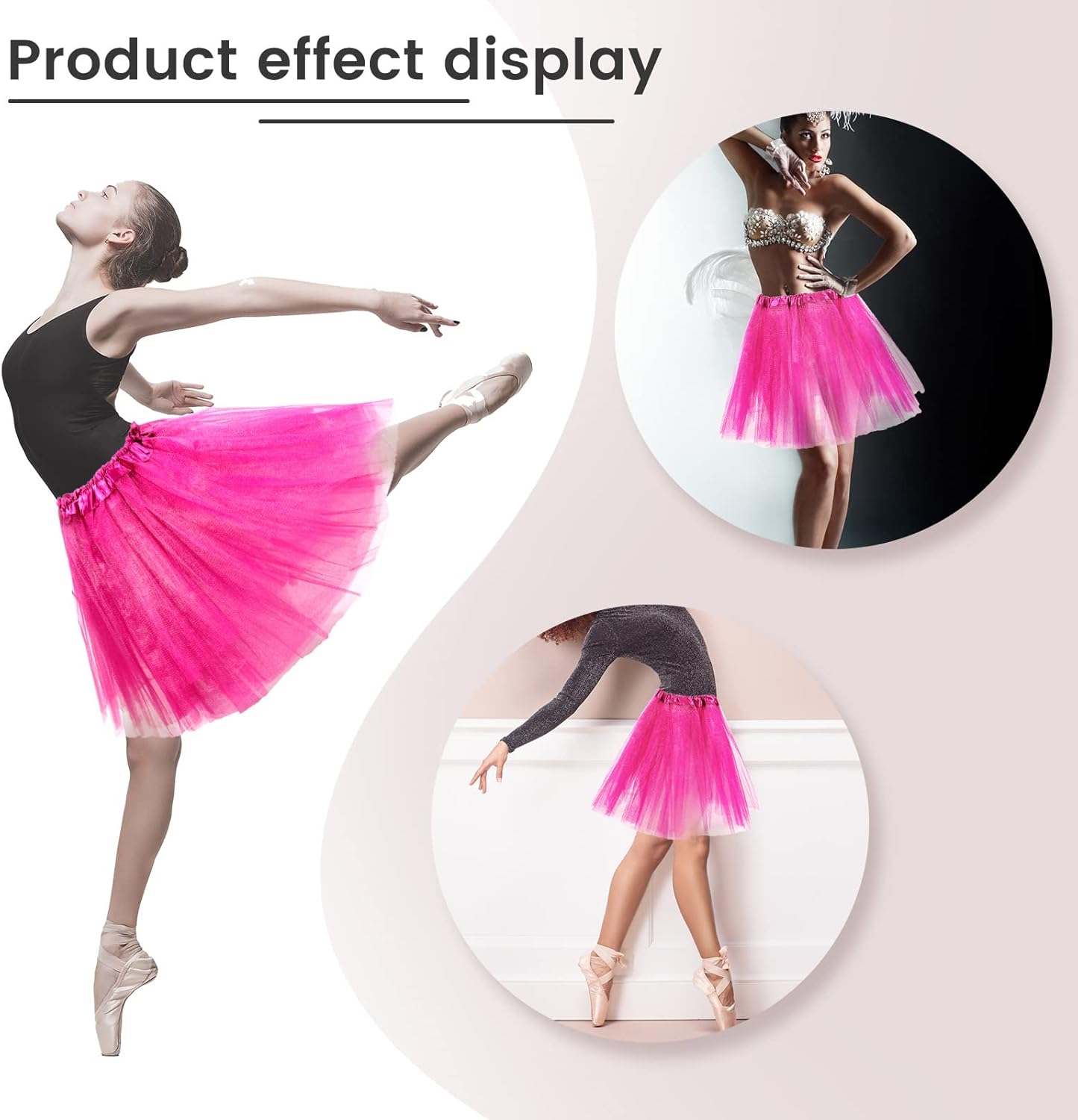 2 Packs Tutu Skirt Elastic Lady Teen Adult Tutu Skirt Short Ladies 80's Halloween Costume 3 Layered Tulle