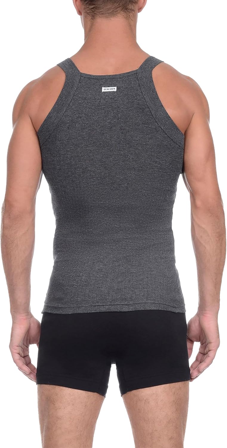 2(X)IST Mens Essential Cotton Square Cut Tank 2-Pack