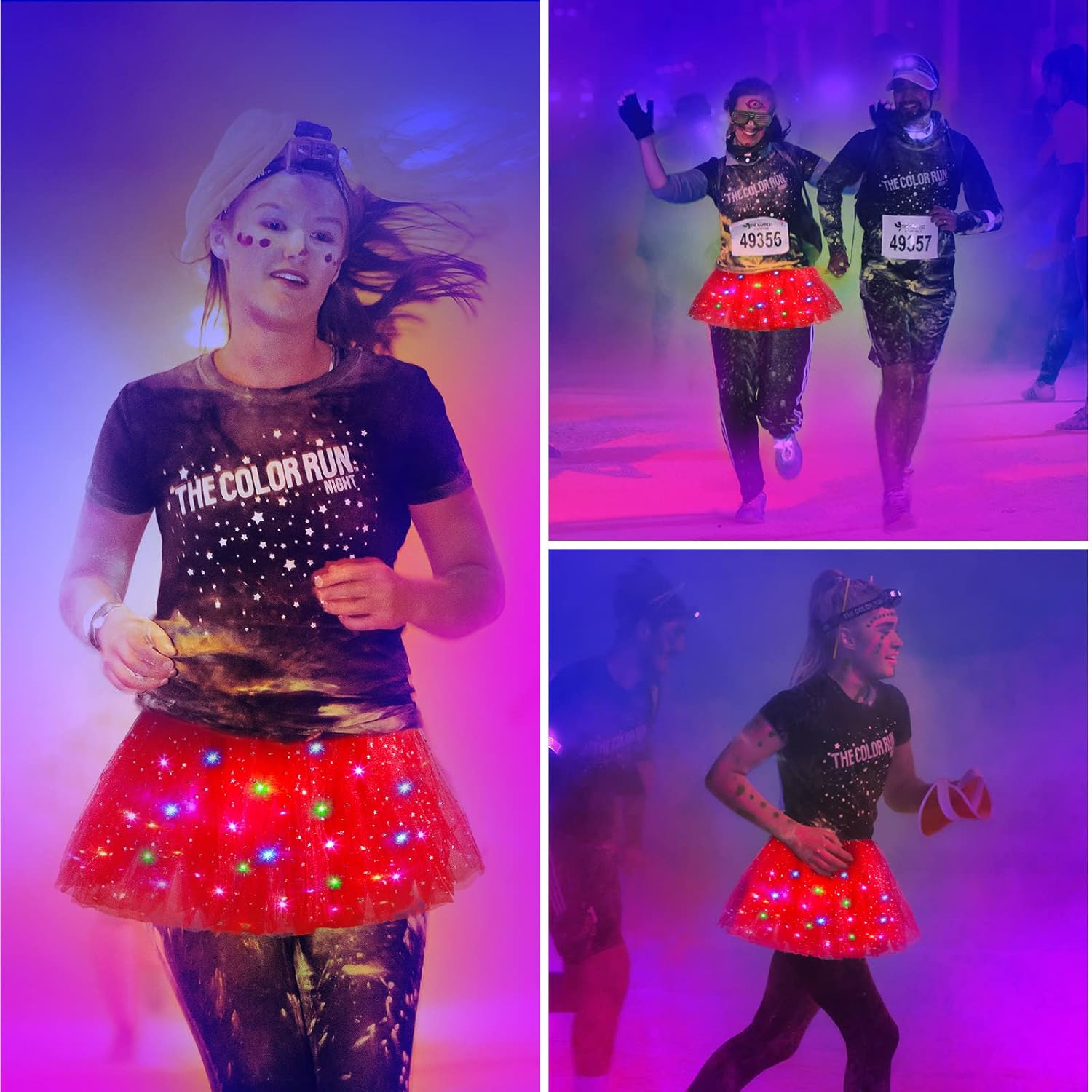 2 Pack LED Tutu Skirt Layered Tutus for Women Light up 80's Tulle Tutu Skirt Party Carnival Costume
