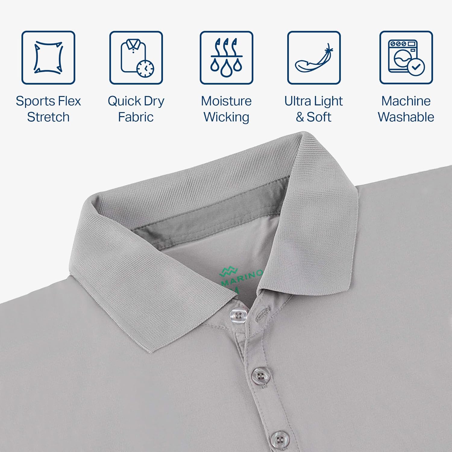 [3 Pack] Mio Marino Golf Polo Shirts for Men - Dry Fit - Ultra-Light Fabric