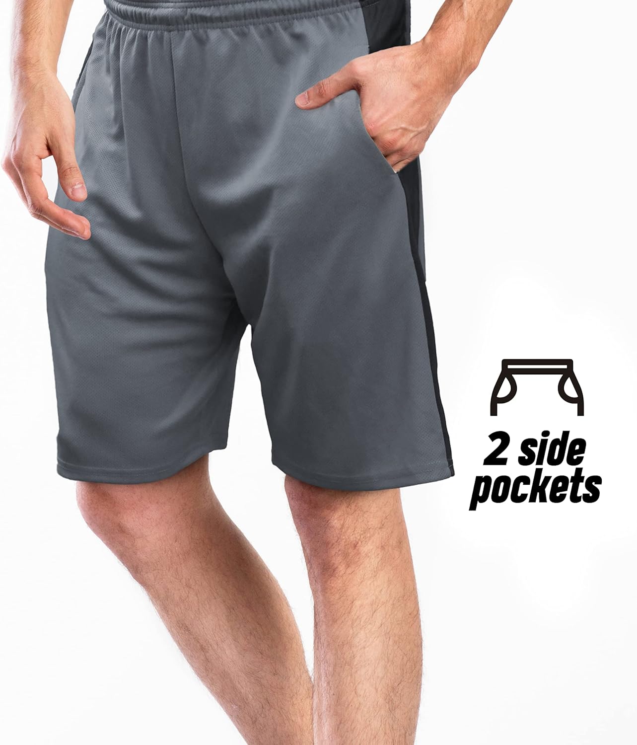 [5 Pack] Men’s Dry-Fit Active Athletic Shorts Basketball Running Workout Training Gym