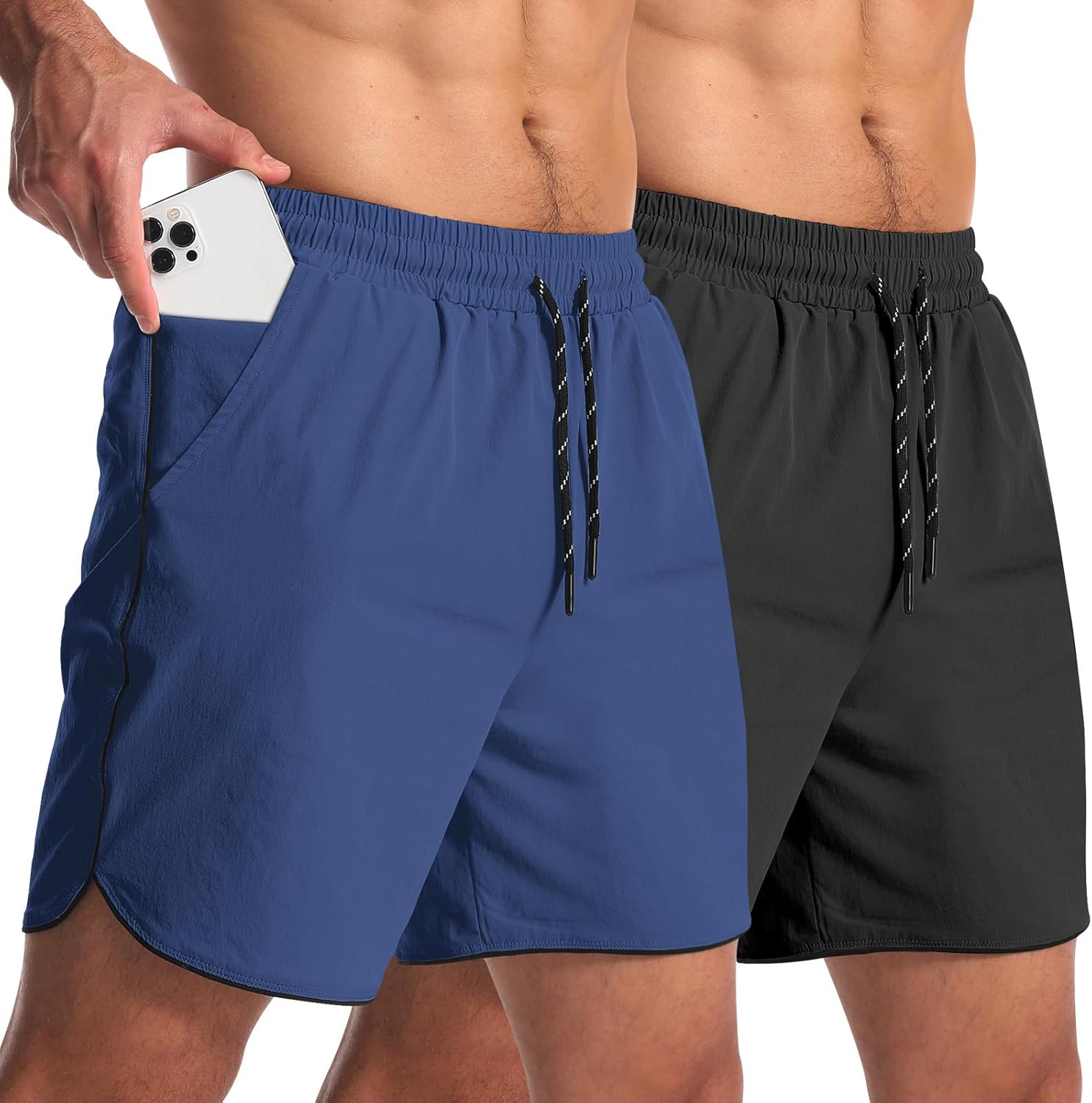 2 Pack 5" Workout Athletic Shorts Men Quick Dry Gym Shorts with Pockets, Exercise Sports Running Shorts for Men