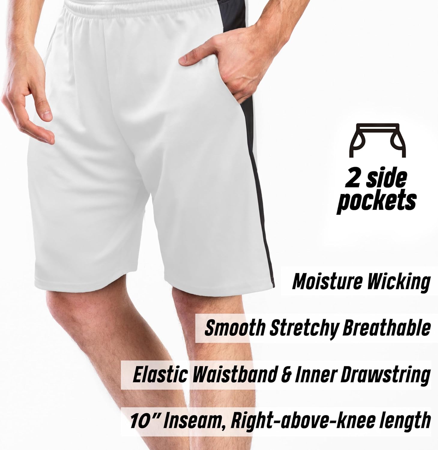 [5 Pack] Men’s Dry-Fit Active Athletic Shorts Basketball Running Workout Training Gym