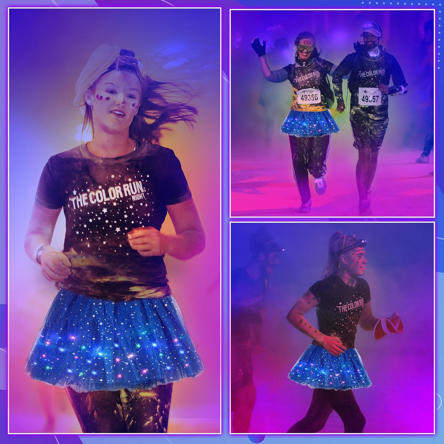 2 Pack LED Tutu Skirt Layered Tutus for Women Light up 80's Tulle Tutu Skirt Party Carnival Costume