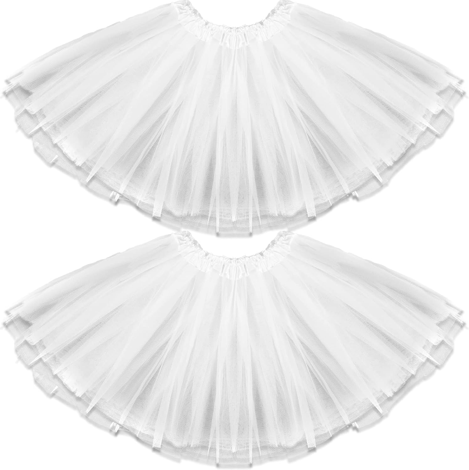 2 Packs Tutu Skirt Elastic Lady Teen Adult Tutu Skirt Short Ladies 80's Halloween Costume 3 Layered Tulle